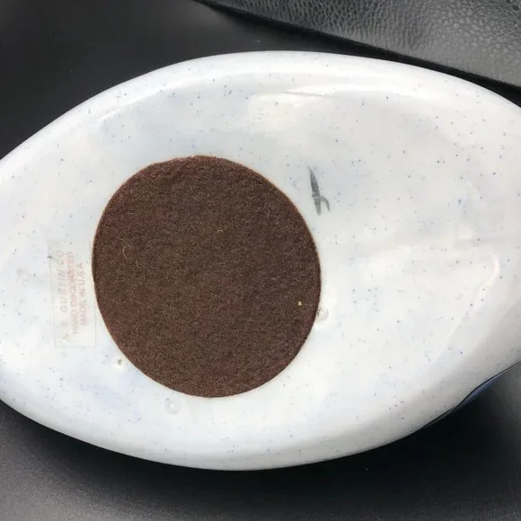 Vtg NS GUSTIN CO Handpainted Pottery Duck w Pink Cosmos and Blue Forget-Me-Nots - Picture 10 of 11